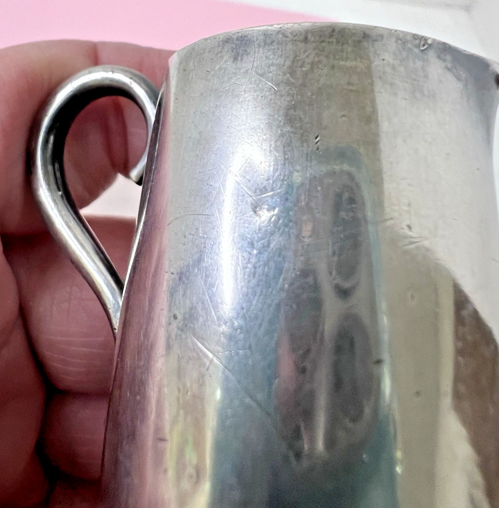 Tiny Silver Jug Pitcher w Hallmarks Scroll Floral Design 2 Inch Sweet