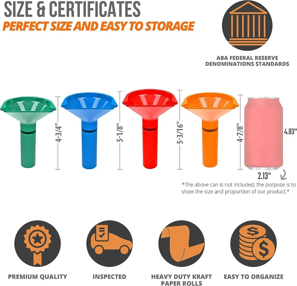 Coin Storage & Sorter Tubes 4 Color – Coded Counters 4 + 20