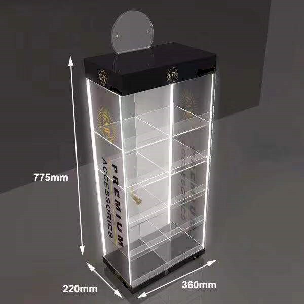 Counter Top Acrylic Display Stand with 4 LED Light & Lockable Using for Multi-P