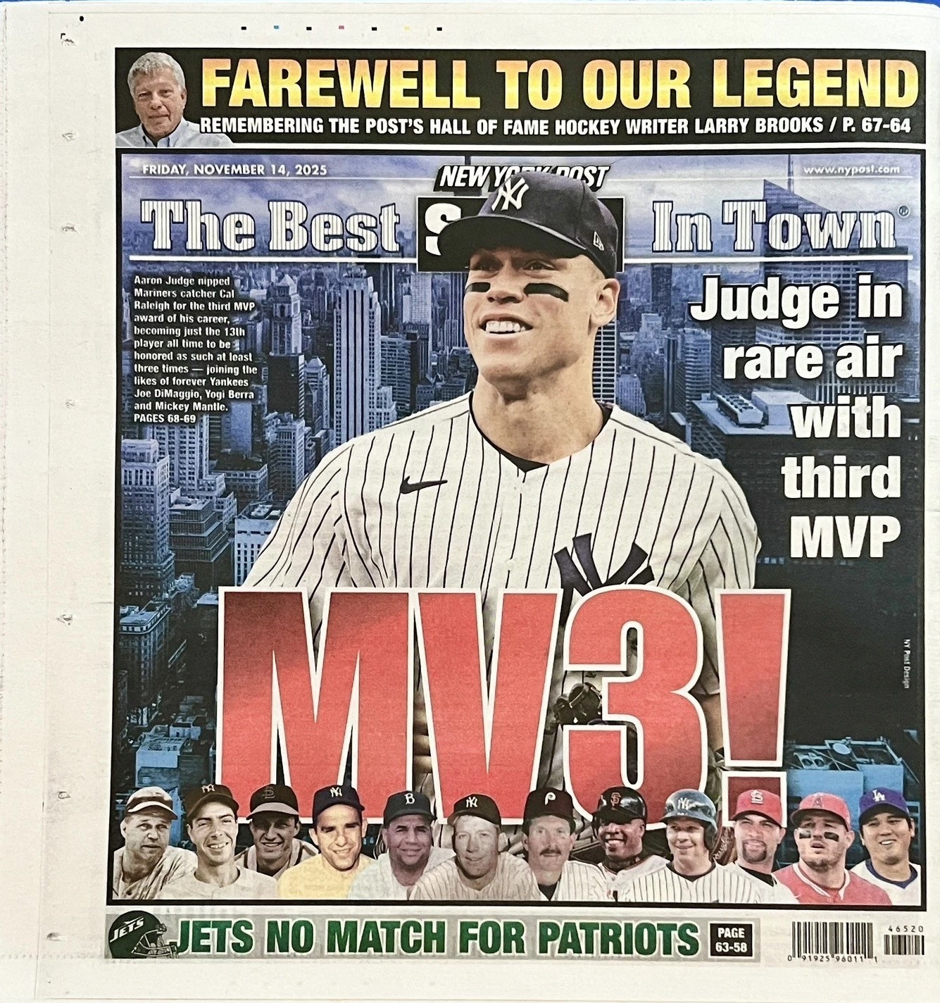 Judge Wins THIRD MVP -= New York Post 11/25