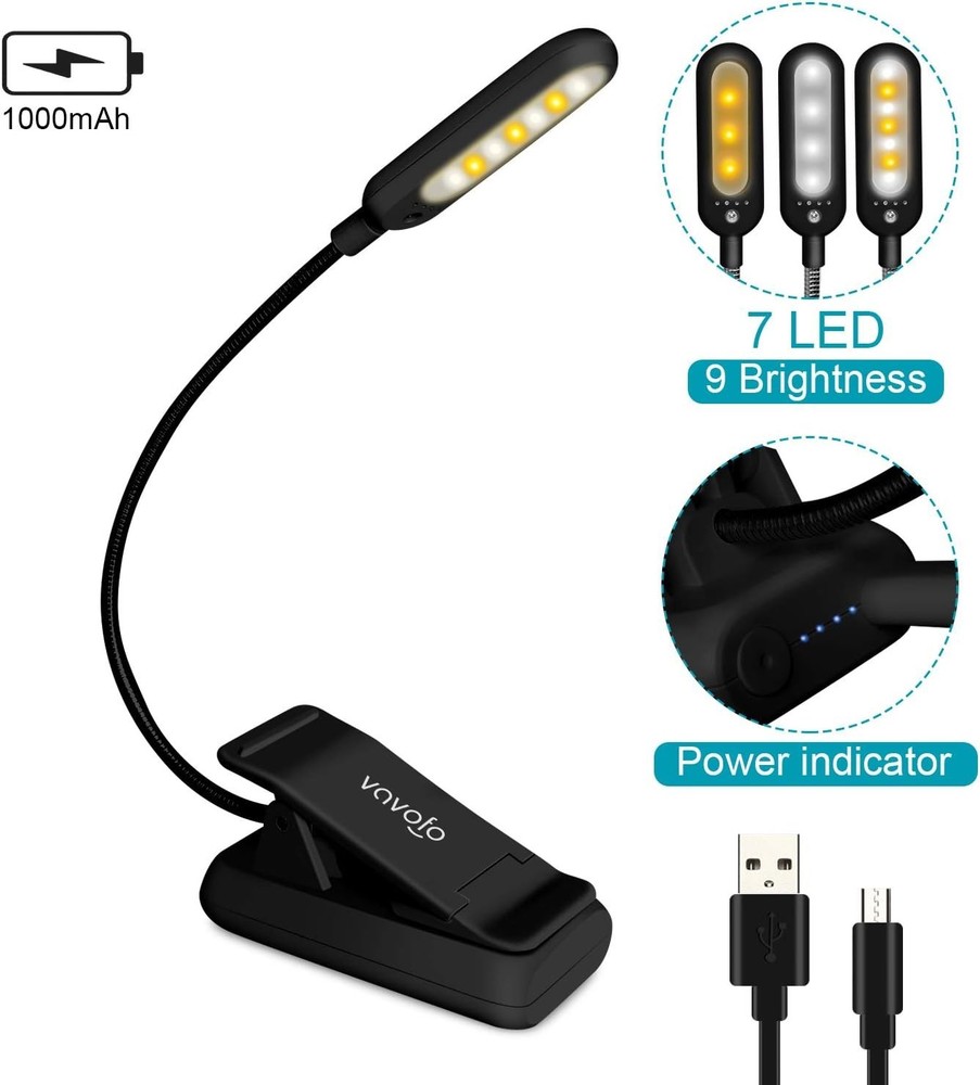 Versatile Reading Light with 7 LEDs, 9 Brightness Modes & Power Indicator