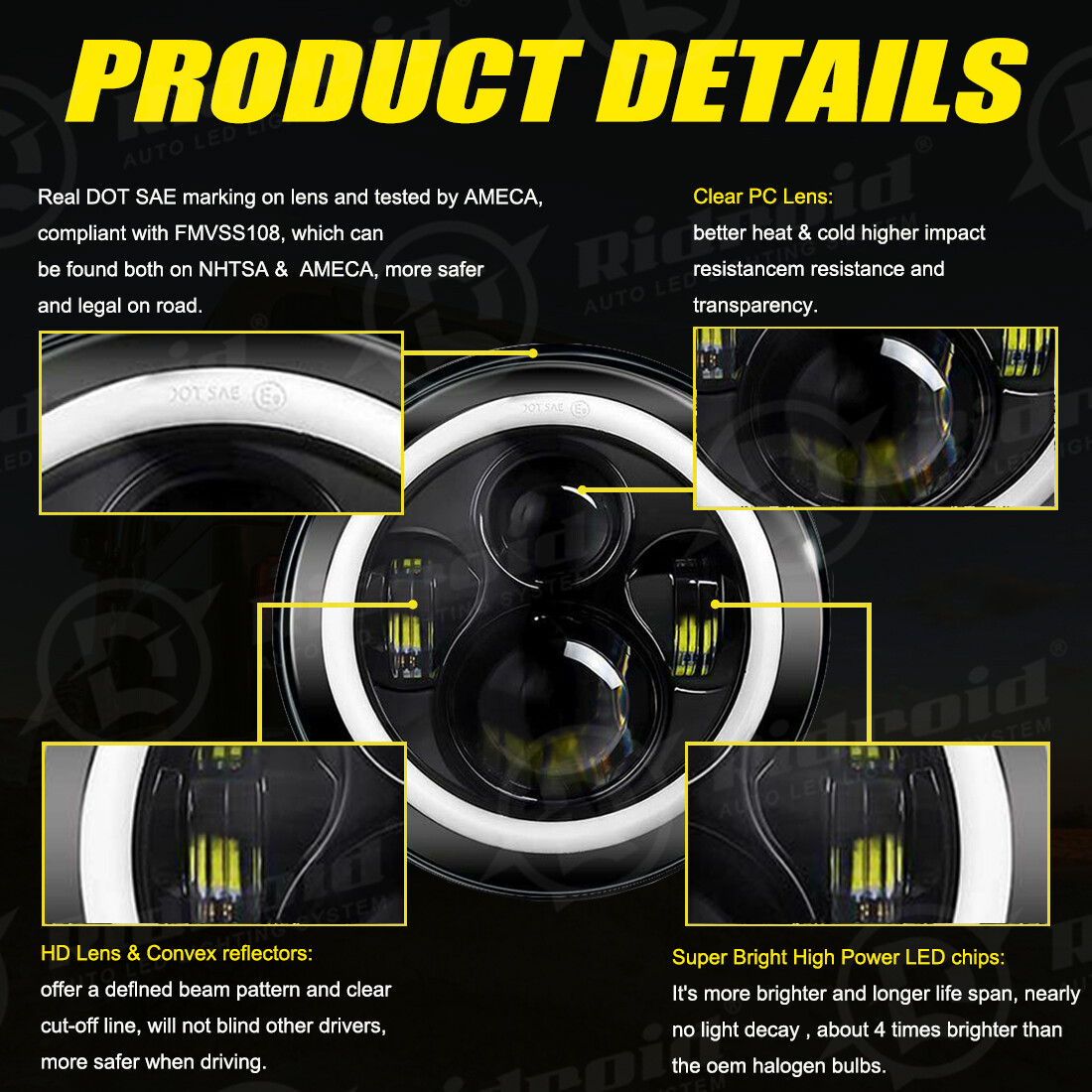 7" inch Led Headlight + 4.5" Fog Light For Yamaha V-Star XVS 650 950 1100 1300