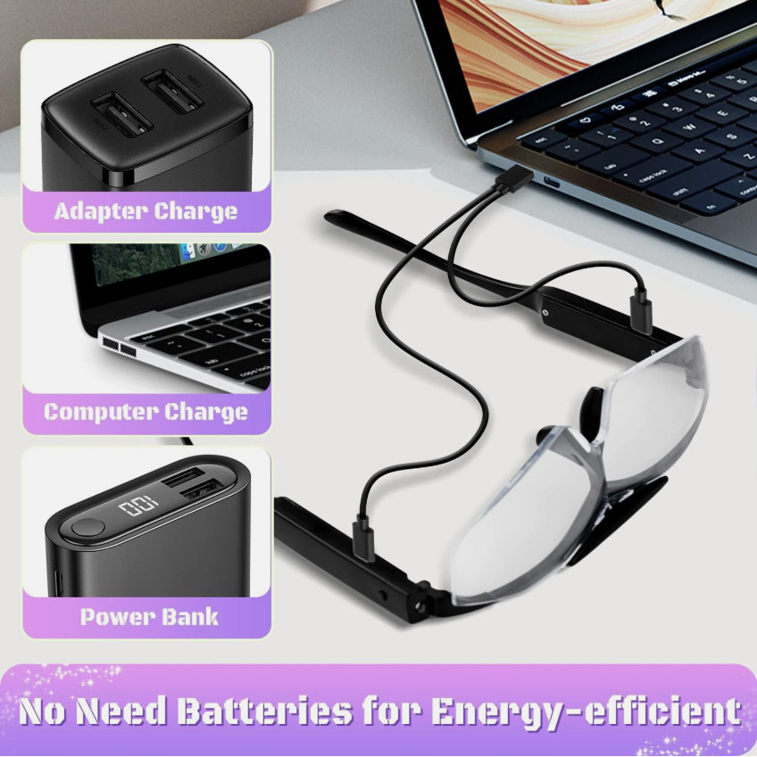 250% Magnifying Glass with Light, Rechargeable Head Magnifier Glasses with Li...