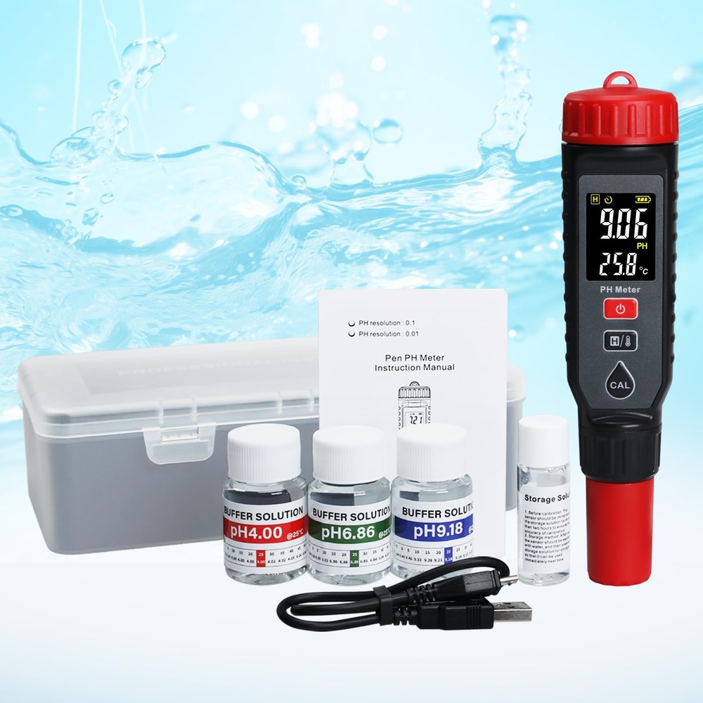 Digital PH Meter with LCD Display, Temperature Measurement, Automatic...