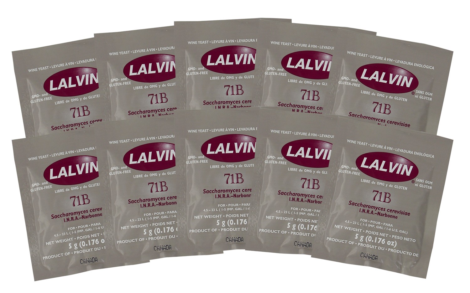 Lalvin Wine Yeast 71B 1122 Yeast, 10 Packs