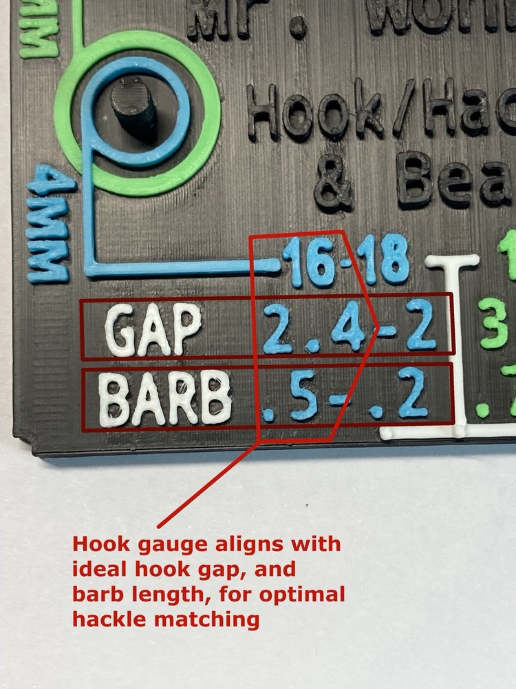 Mr Wonky’s - Dry Fly Tying Gauge – Hackle, Hook & Bead Sizing Tool