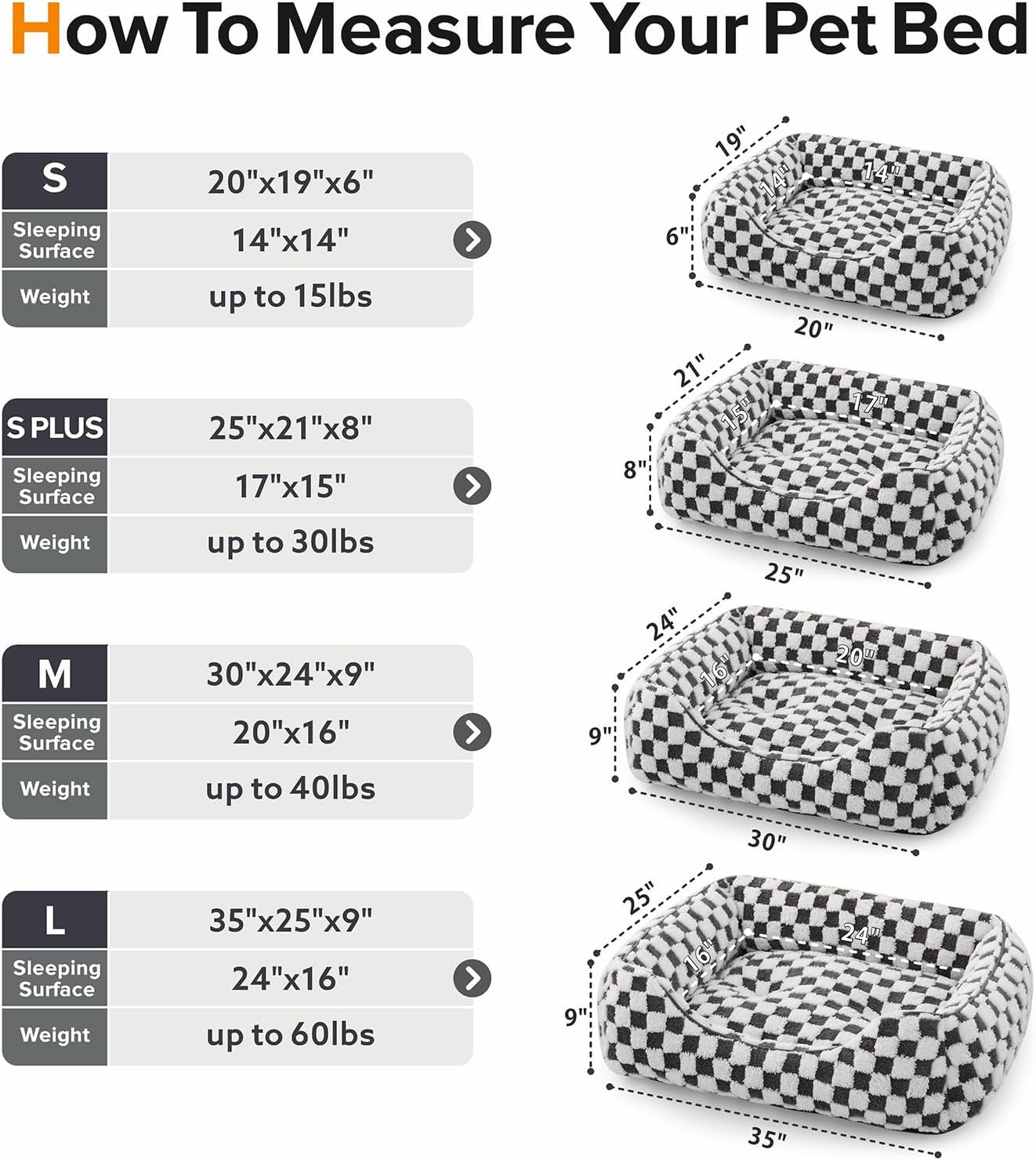 Dog Bed for Large Medium Small Dogs - Rectangle Orthopedic Dog Sofa Bed, Cute Mo