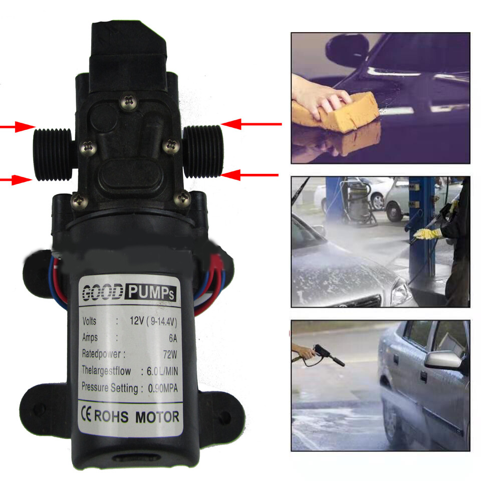 2Pcs 130PSI High Pressure RV Water Pump Diaphragm DC 12V Self-Priming 72W