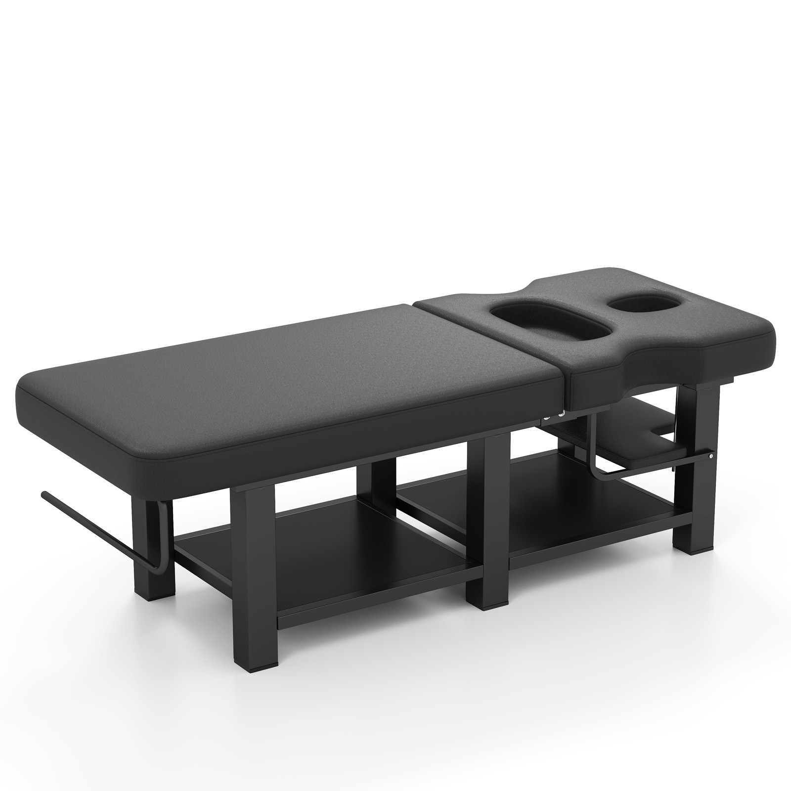 Black Massage Table Facial Bed Treatment Salon Spa Beauty w/Headrest, Open-Chest