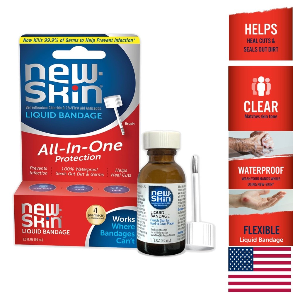 Waterproof Liquid Bandage, 1 Fl Oz - Fast-Drying Antiseptic Healing Solution