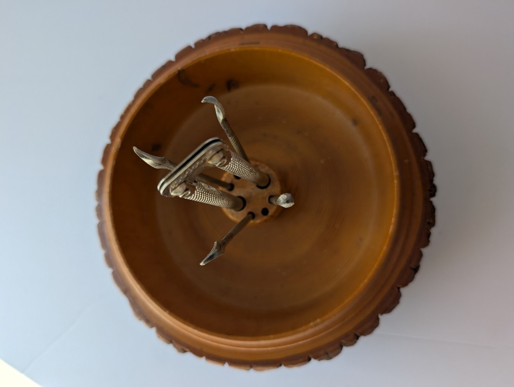 Vintage Rusticware Nut Bowl Set With Edge Tree Bark Nutcracker