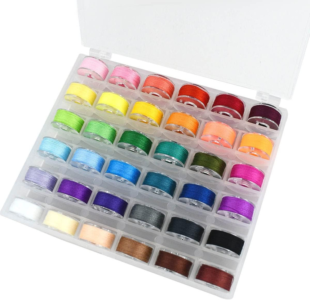36 Pcs Bobbins and Sewing Threads Prewound Bobbin Thread with Storage Plastic Ca