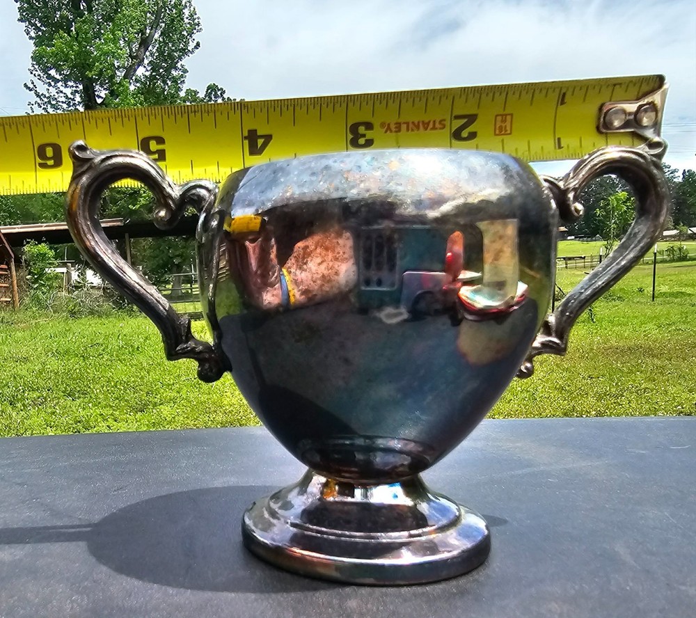 Vintage Silver Sugar Bowl Original Surface