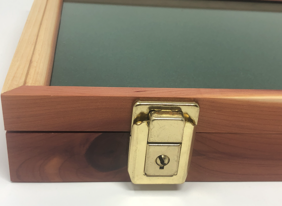 Cedar Wood Display Case 9 x 16 x 2 Glass Top for Arrowheads Knifes Coins & More