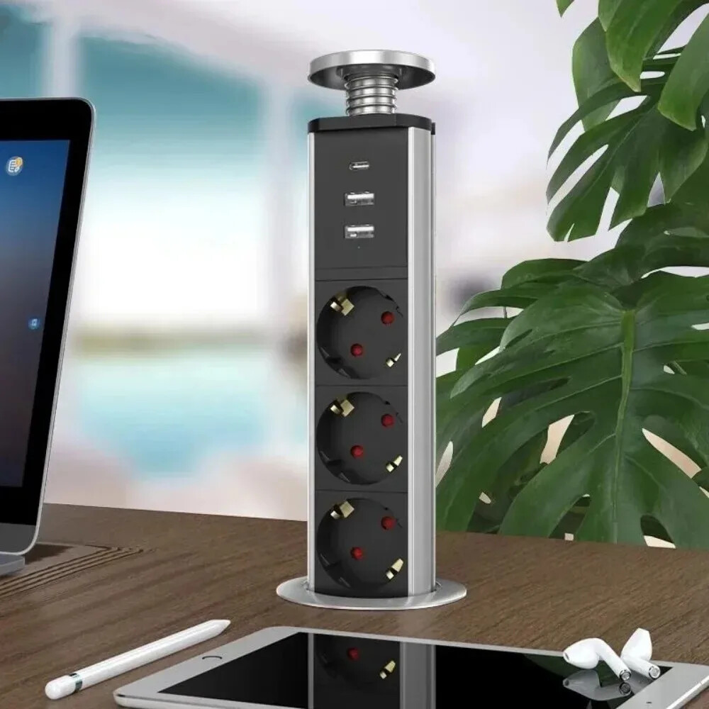 Melery Vertical EU Power Outlet Kitchen Pop Up Power Tabletop 2USB Type-C Socket