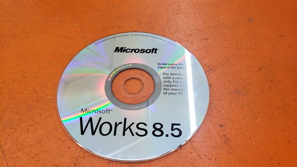 ⭐️⭐️⭐️⭐️⭐️ PC Software CD Disc Microsoft Works 8.5 Installation Disc
