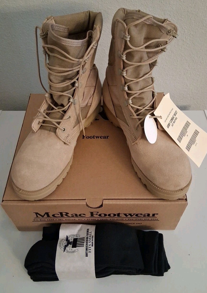 McRae Military Combat Boots Size 8R New in Box with DLA Socks