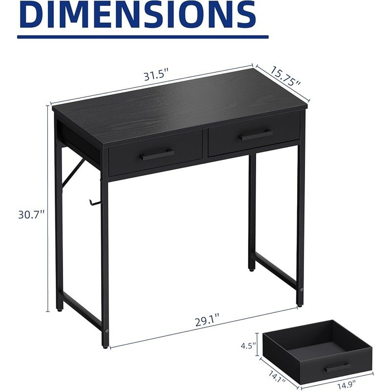 Compact Computer Desk W/ 2 Fabric Drawers Small Space Solution Home Office New