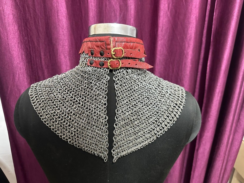 Medieval 9 MM 18 Gauge Chainmail Riveted Gorget |