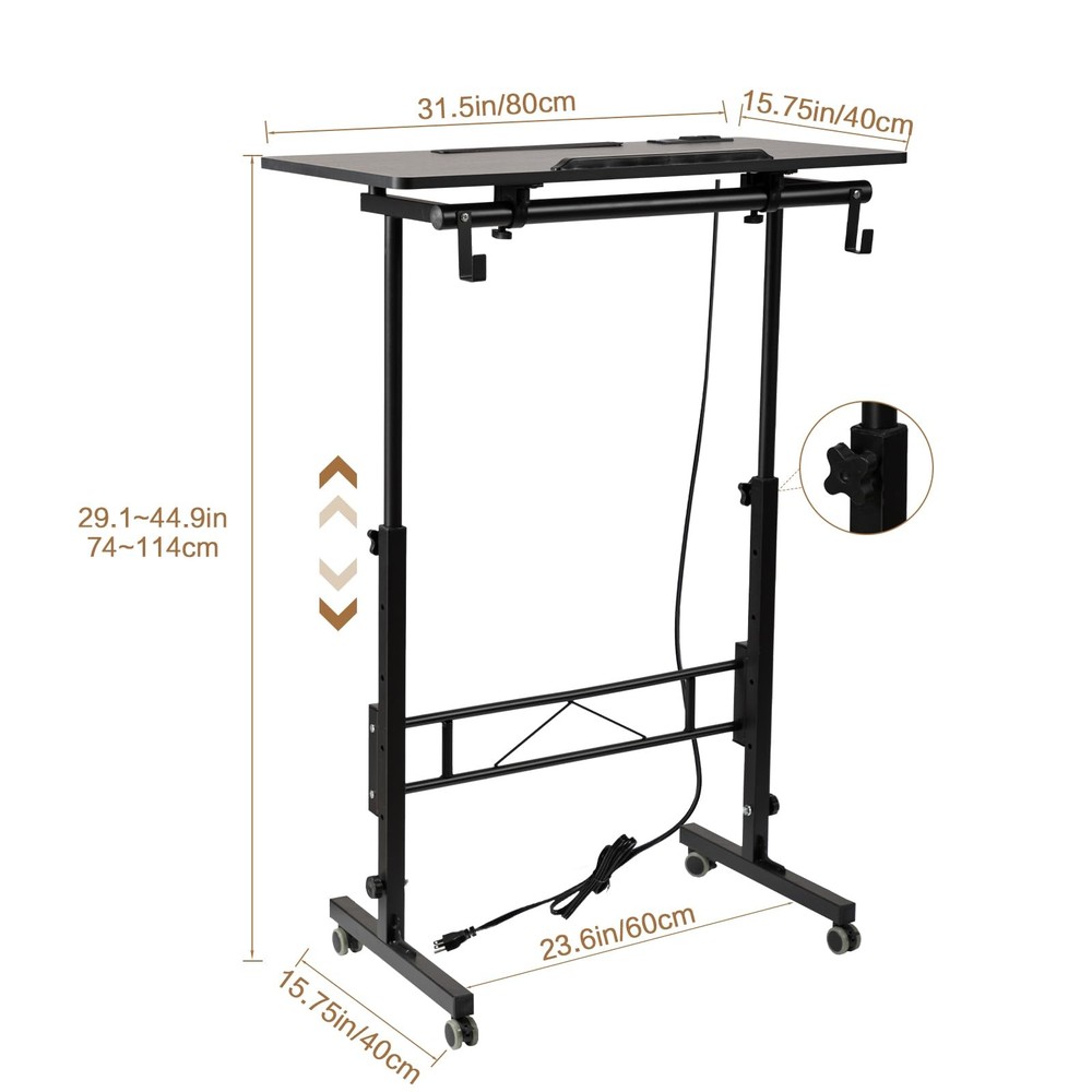 Standing Desk Height Adjustable with Tiltable Tabletop, Rolling Laptop Desk w...