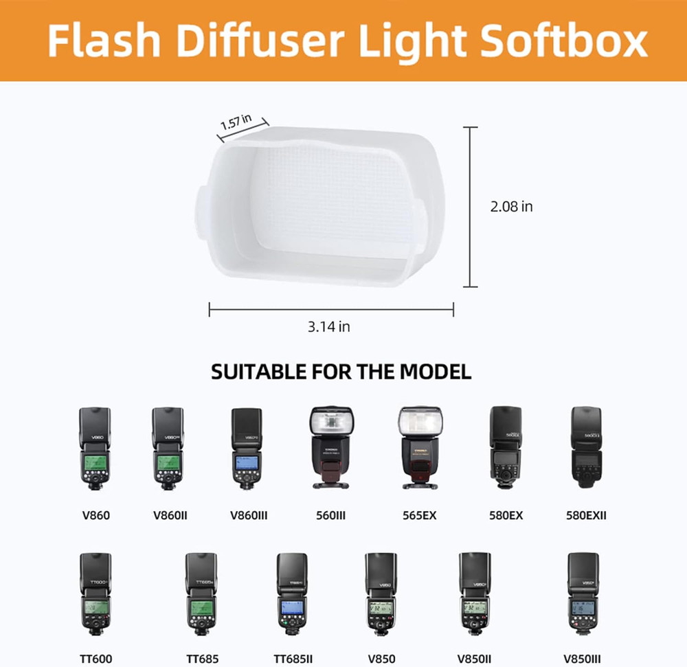 Flash Diffuser for Speedlight [3-Pack], Compatible with Canon 560 565EX 580EX An