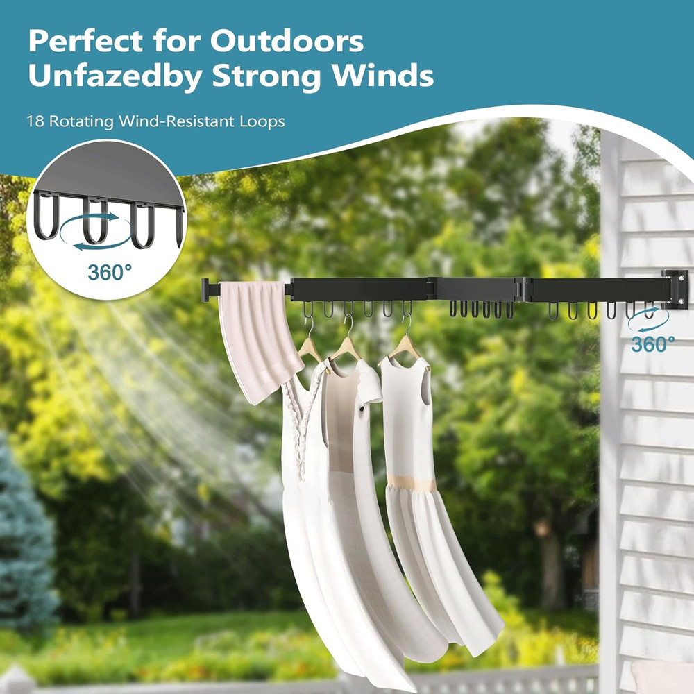 Clothes Drying Rack Wall Mounted, Laundry Drying Rack Collapsible, Space Saving