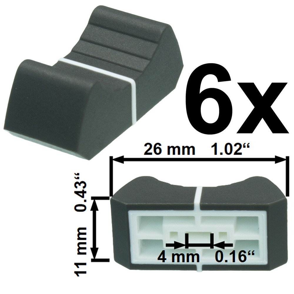 Sifam 6 FADER KNOB cap GREY fit 4mm slider potentiometer replacement knobs