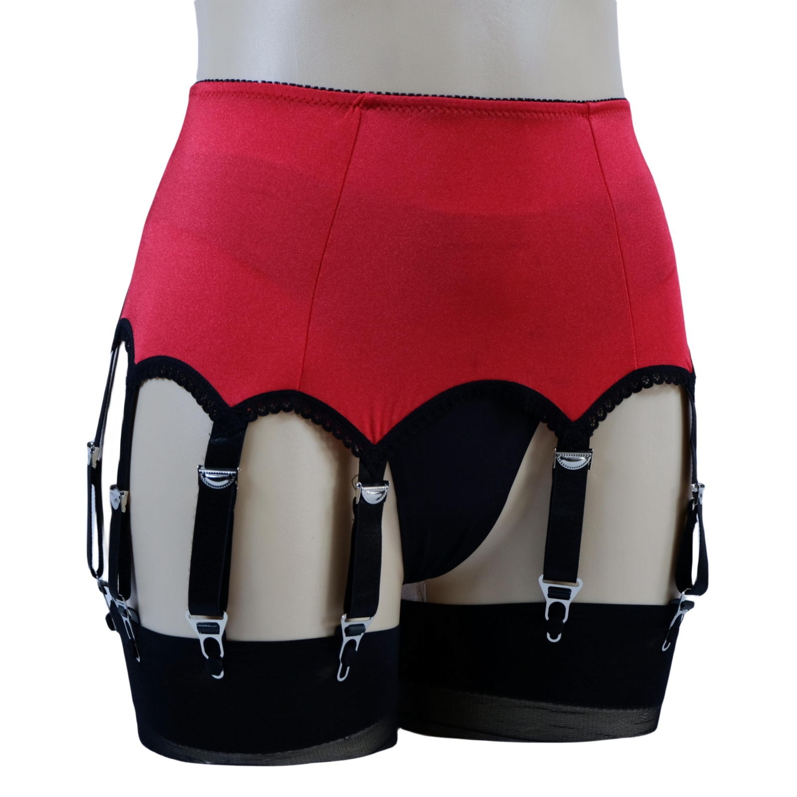 Luxallacki High Waist 10 Straps Garter Belt for Thigh Highs Girdle Metal Clips