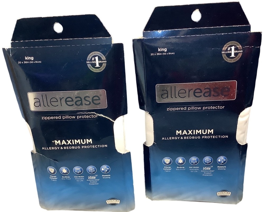 AllerEase  Pillow Protector King Size Maximum Allergy Bedbug Protection Zippered