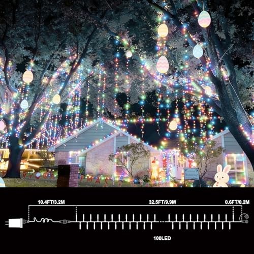 Pastel Easter Lights String Christmas Mini Light, 32.5FT 100 LED Multicolor