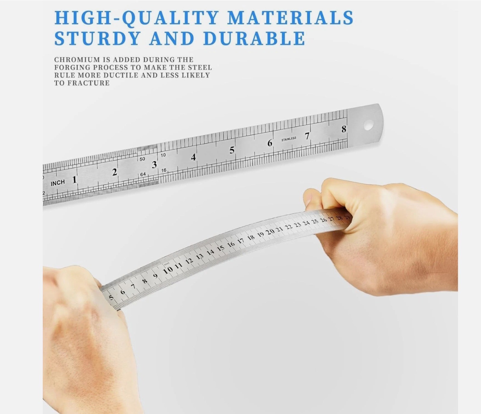 3Pcs Stainless Steel Ruler Set 6 8 12 Inch Metal Ruler with Inch and Metric New