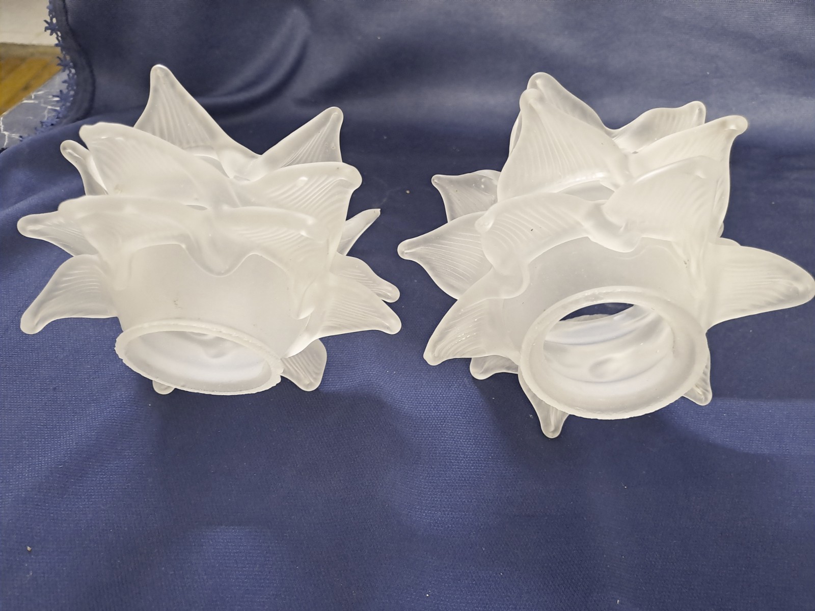 Vintage Murano Blown Glass Rose Petal Shades Set of 2 Frosted