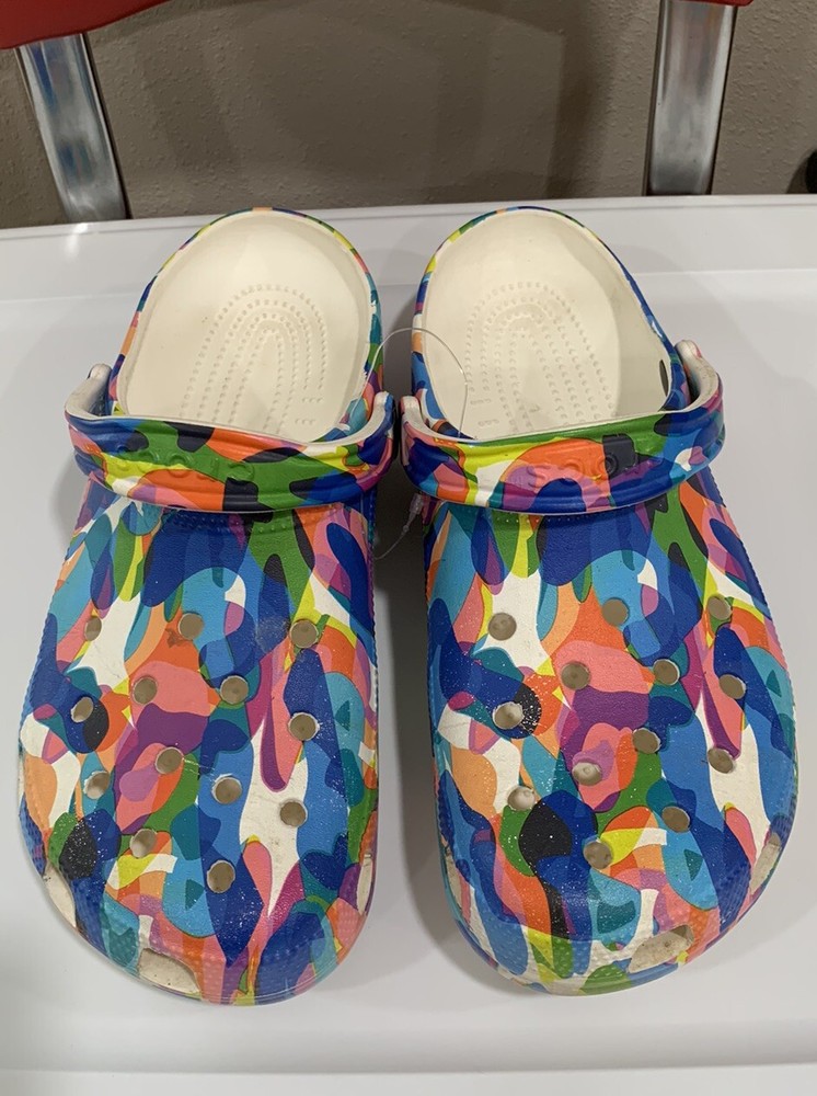 Crocs Classic Confetti Bubble Block Clogs White Multi Color M 10 W 12