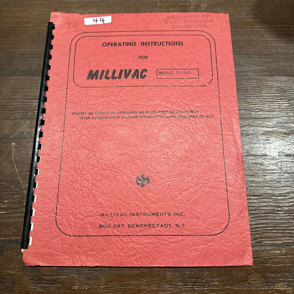 Millivac Model VS-64A Hushed Transistor Pre-Amplifier Operating Instructions