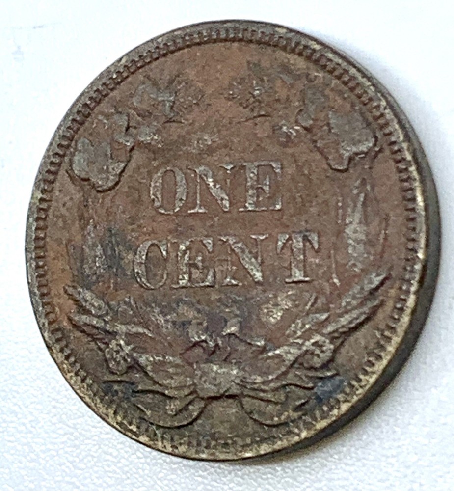 1858 SMALL LETTER LOW LEAF FLYING EAGLE CENT KEY TYPE COIN RAW UNCLEANED F