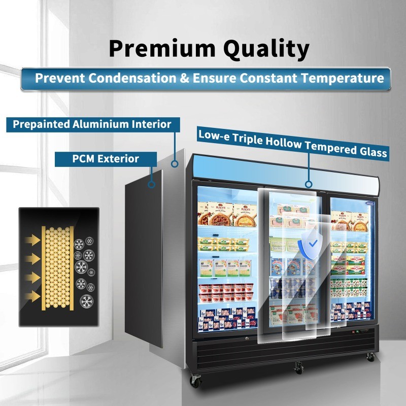 70 Cu.ft Commercial Glass Door Freezer Reach in Display Merchandiser Restaurant