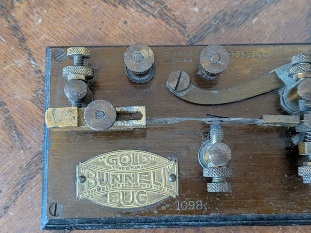 RARE J.H. Bunnell GOLD BUG Telegraph Key Keyer Morse Code Vintage