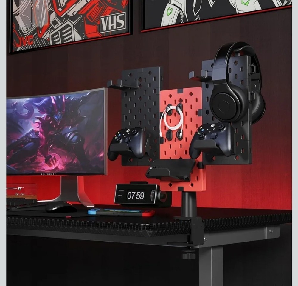 PEGZONE Modular Headphone and Controller Holder for Game, Clamp-on Pegboard