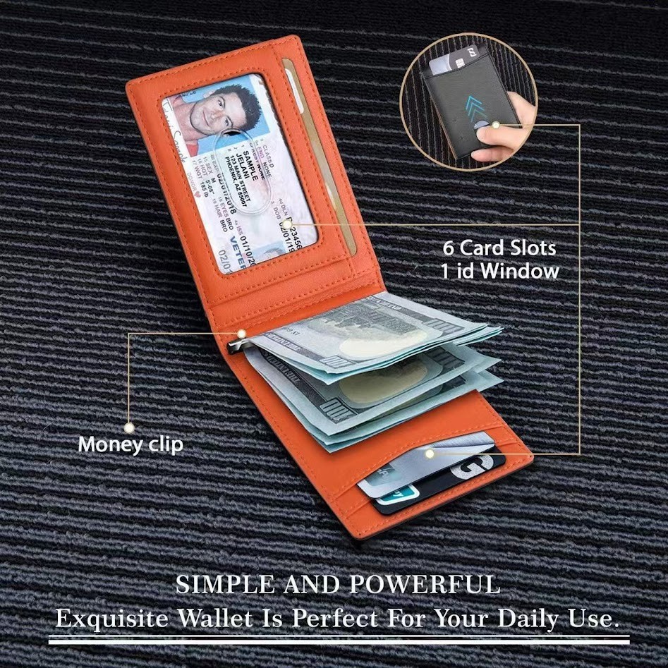 Men’s Carbon Fiber Stylish Slim Wallet RFID Blocking Bifold with Money Clip