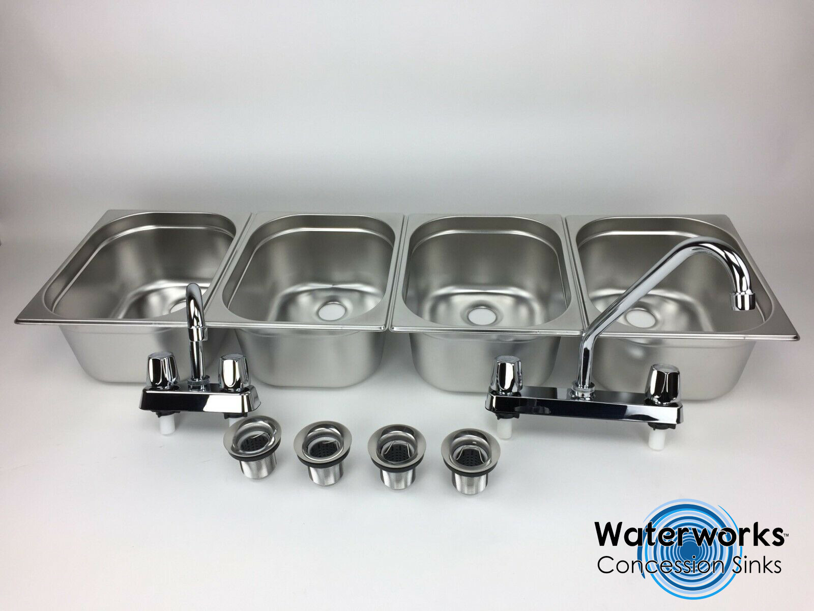 Large Concession Sink 4 Compartment Portable Food Truck Trailer w/Faucets