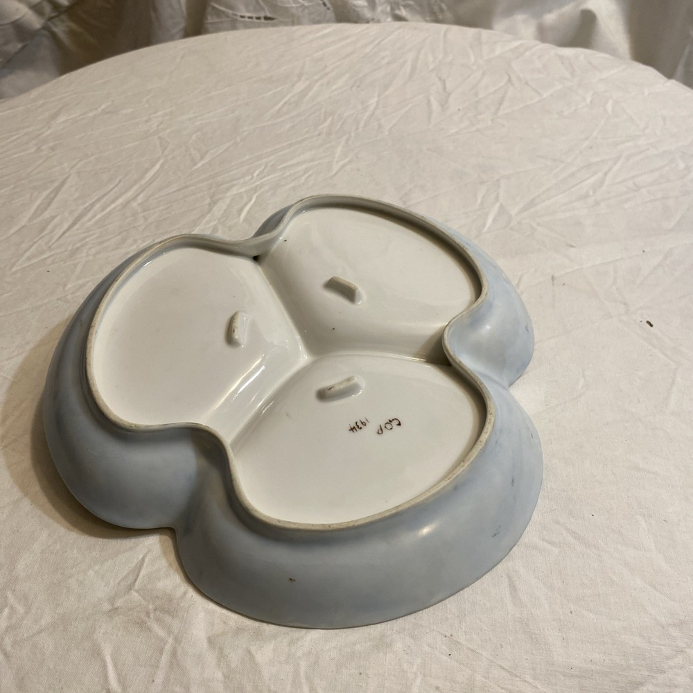 Signed Vintage Hand Painted Three Compartment Tray