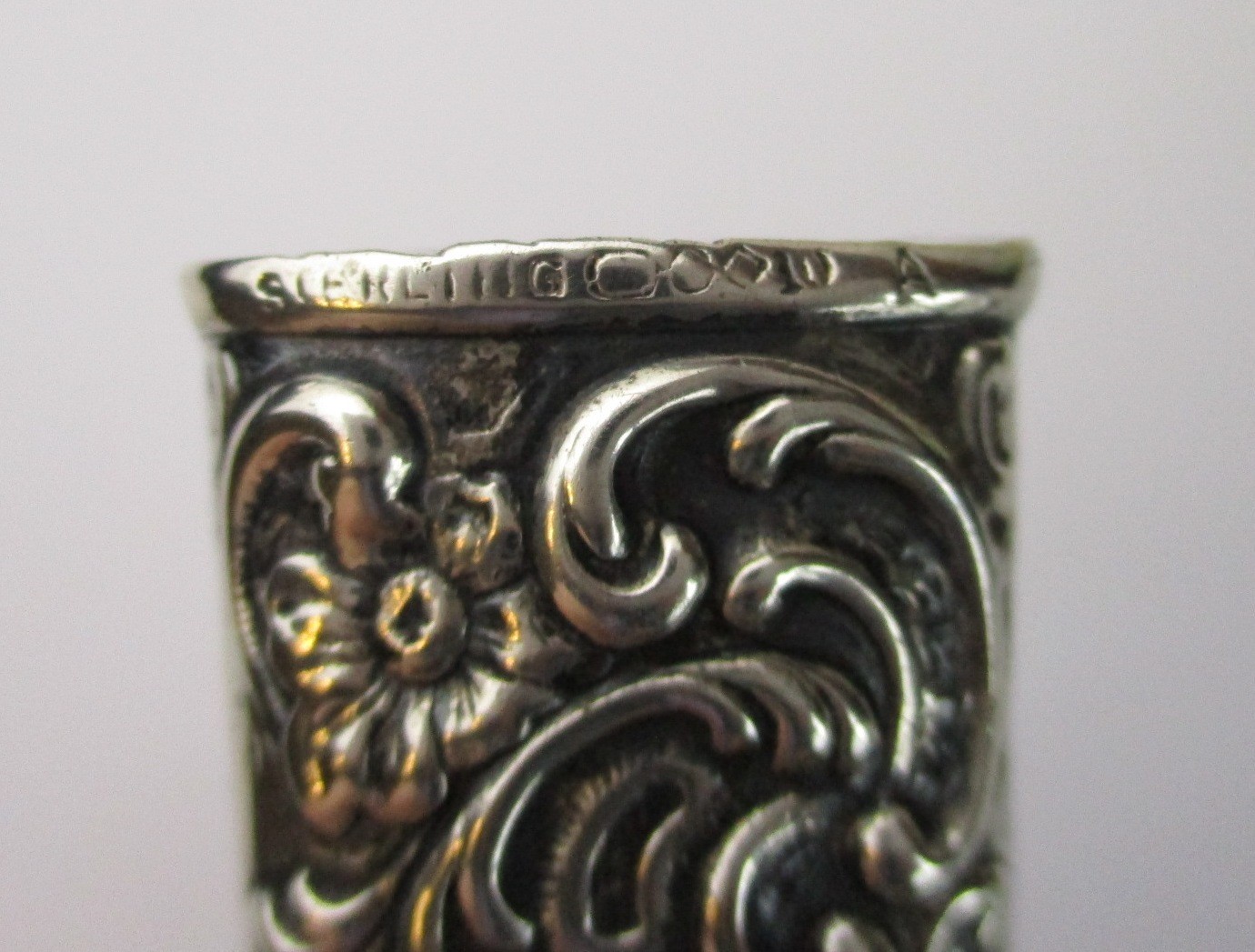 Dominick & Haff Sterling Silver Rococo scissors sheath 5 1/2" sewing notion