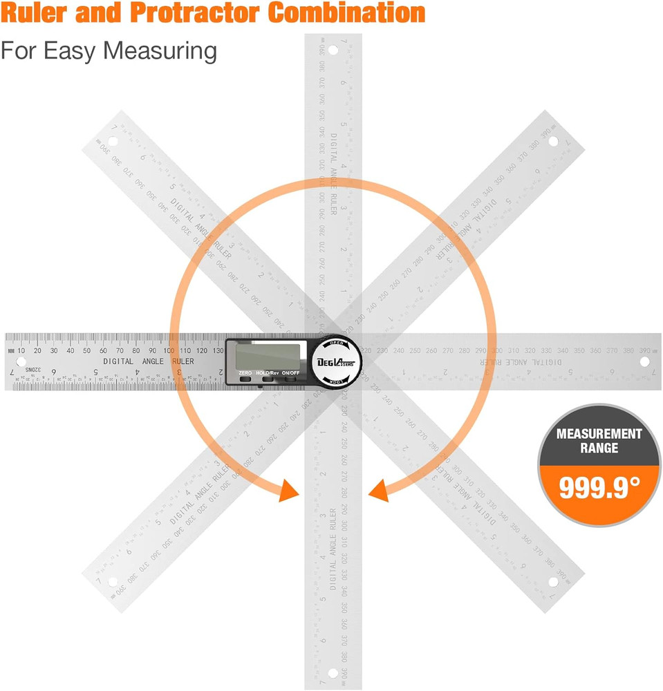 Digital Angle Finder Protractor, Digital Protractor 7inch/200mm Stainless Ste...