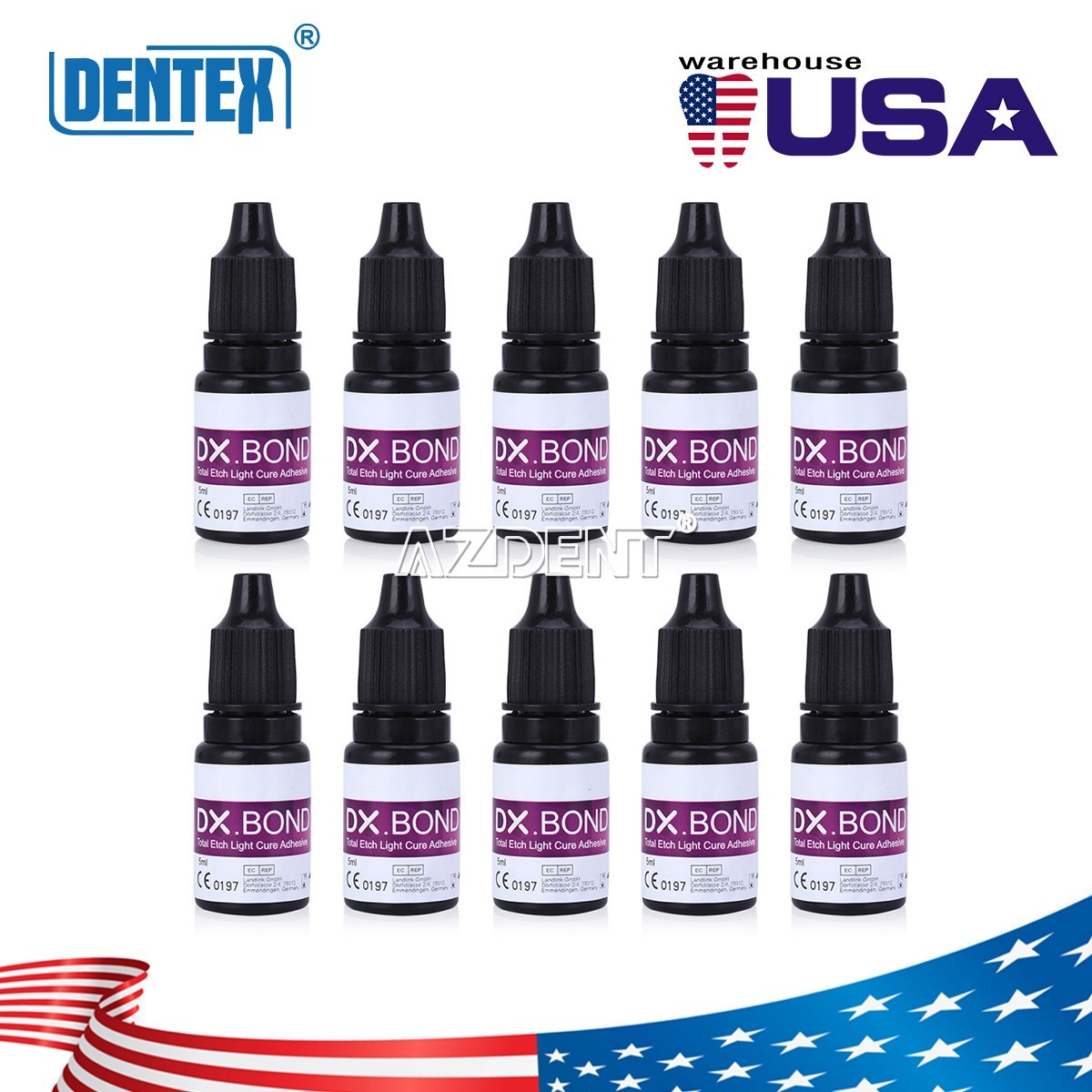 5X DENTEX Dental Light Cure Dentin Enamel Bonding Resin Adhesive ONE STEP 5 ML