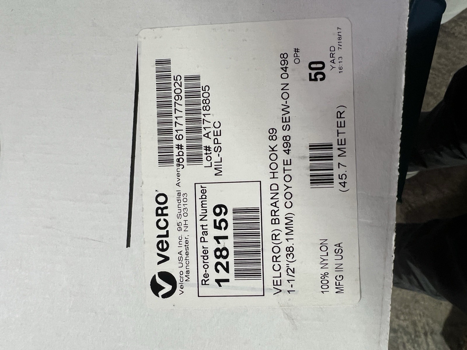 1.5”VELCRO® Brand MIL-SPEC Coyote 498 Hook and Loop - SEW-ON TYPE - 2 YARDS Each