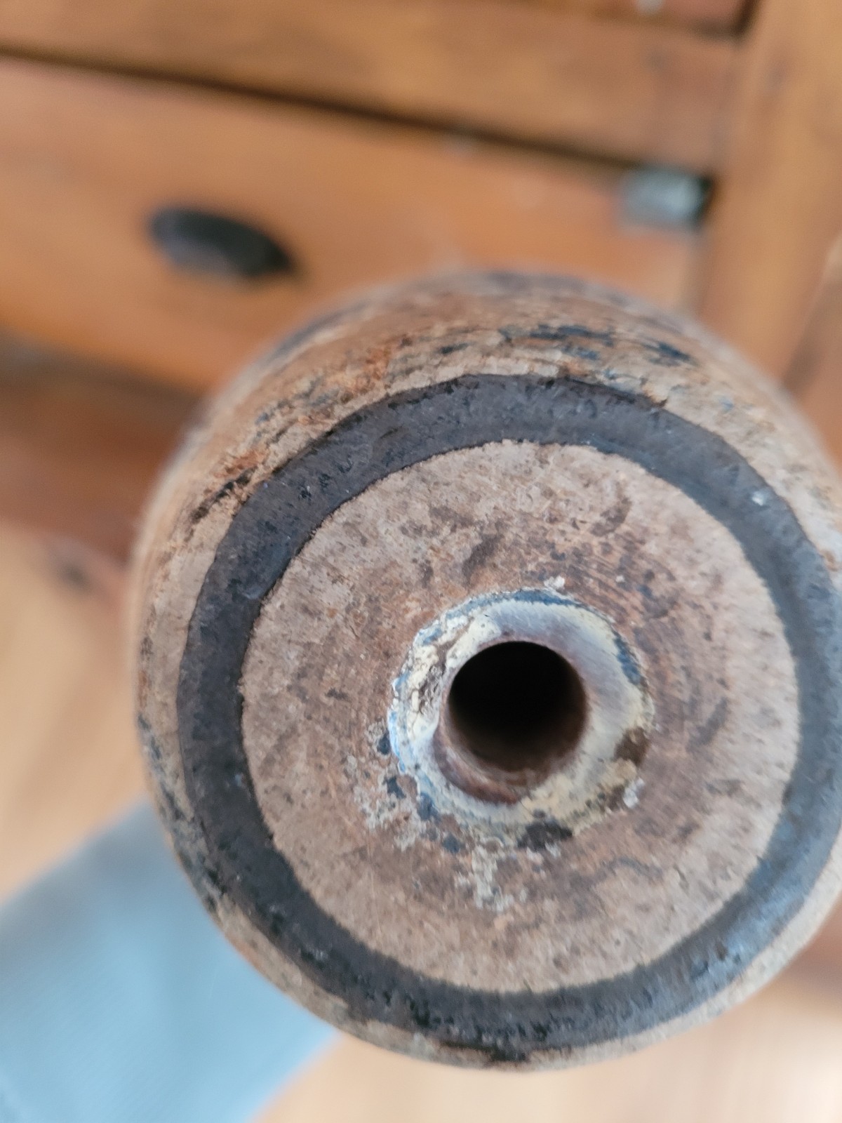 Vintage Primitive Wood Painted Bowling Pin 15" farmhouse