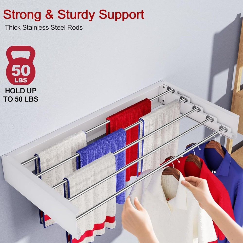 Space-Saving 31.5" Wall Mounted Drying Rack - Stylish Foldable Laundry Solution