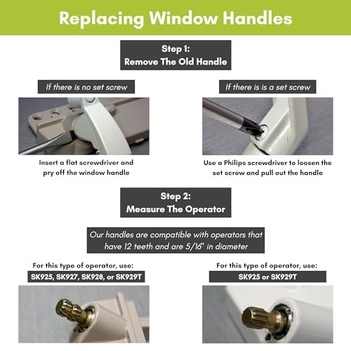 Window Crank Handle, 11/32” Spline, 2-Pack