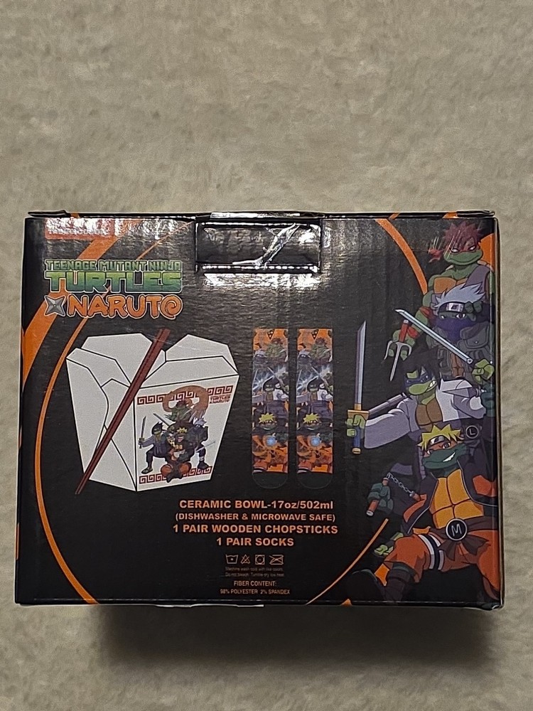 COLLECTABLE TMNT X NARUTO COLLABORATION BOWL BUNDLE” INCLUDES SOCKS
