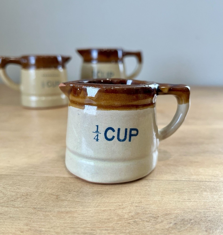 Vintage Drip Glaze Pottery Measuring Cups